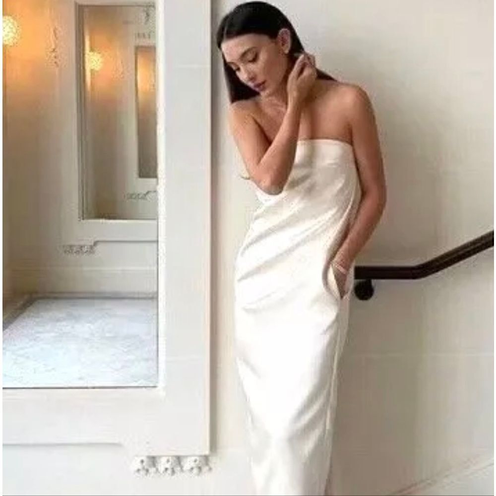 SATIN EFFECT DRESS VANILLA ZARA - Picture 3 of 16